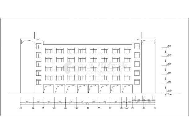 乐山市某实验中学3800平米6层砖混教学楼平立面设计CAD图纸-图二