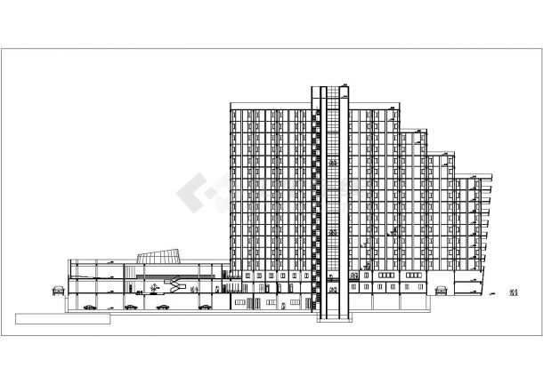 青岛某高校占地3千平米16层框架结构学术交流中心建筑设计CAD图纸-图二