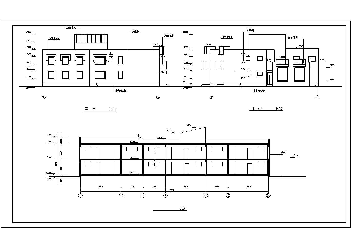 平湖市某社区1500平米左右2层砖混结构幼儿园建筑设计CAD图纸