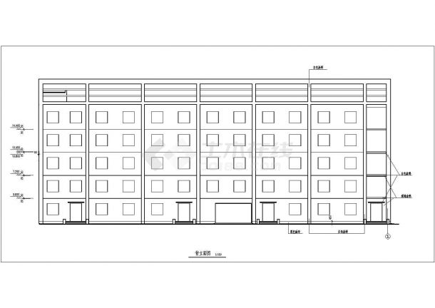 重庆市某实验小学2900平米五层框架结构教学楼建筑设计CAD图纸-图二