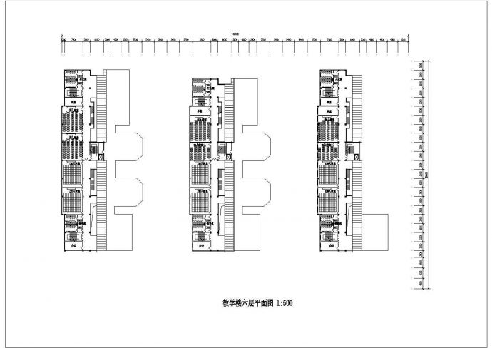 淮安市某高校1.4万平米6层框架结构教学楼平立剖面设计CAD图纸_图1
