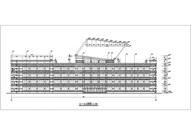 台州市某实验中学6500平米4层框架结构教学楼建筑设计CAD图纸-图一