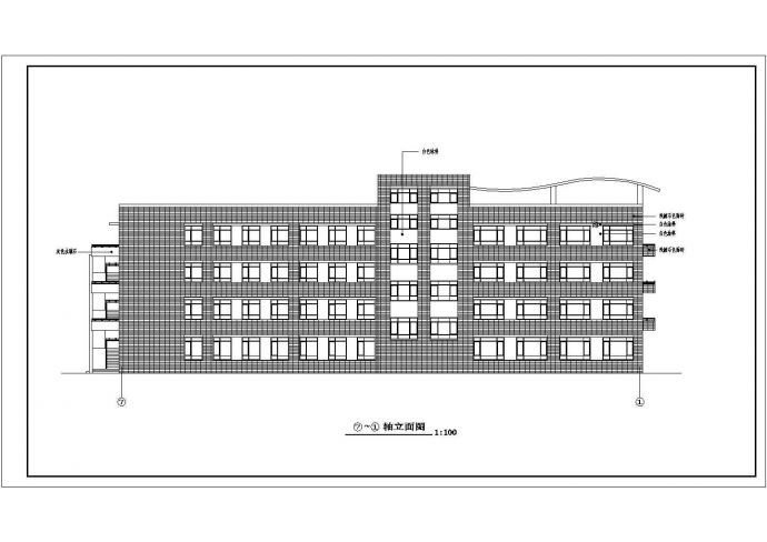 廊坊市某学校3800平米左右4层硂框架结构教学楼建筑设计CAD图纸_图1