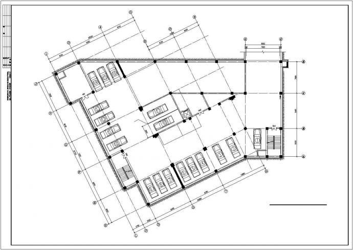 石首市某小区地下车库平面方案CAD布置图_图1