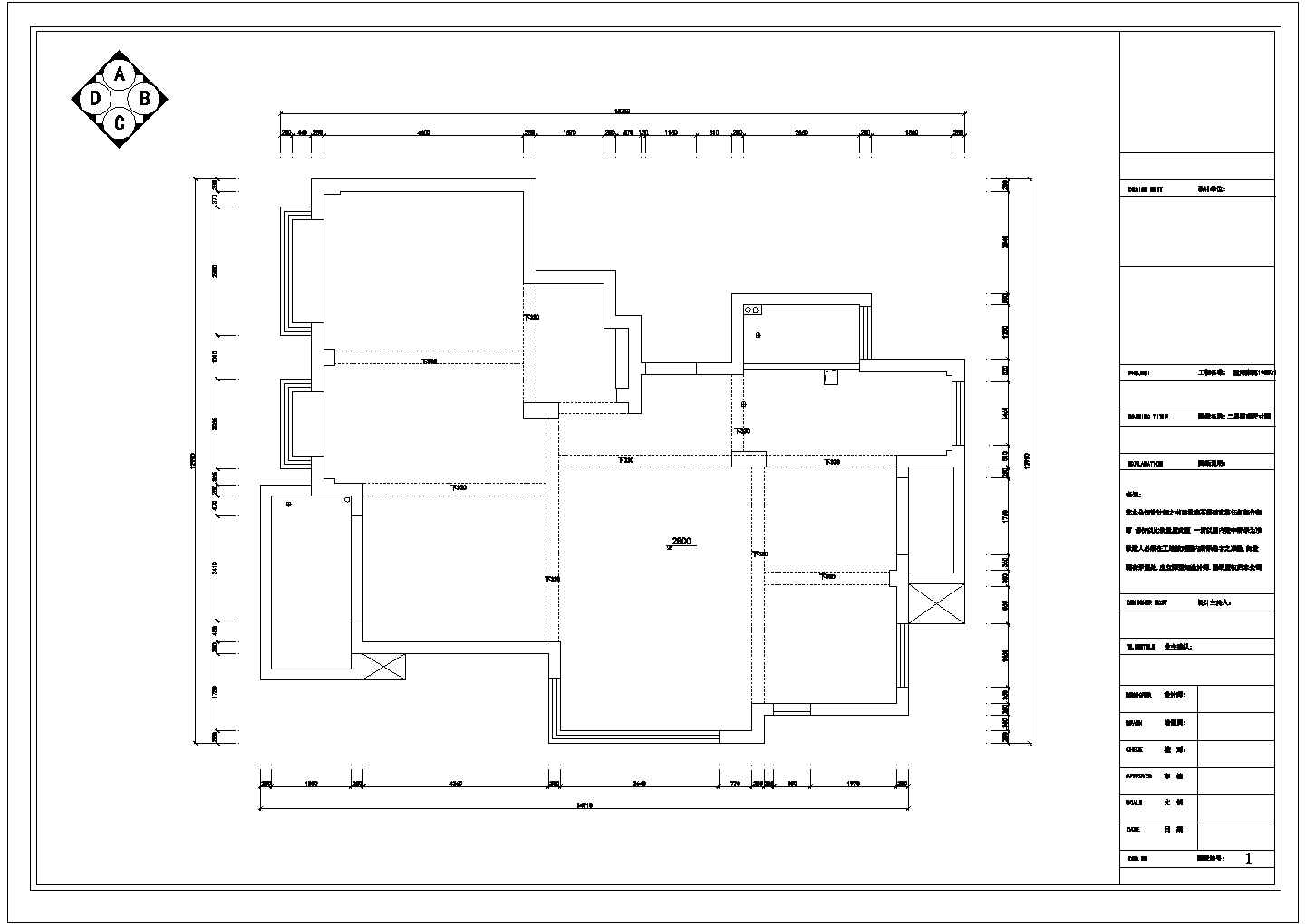 135平米住宅装修CAD平面布置参考图