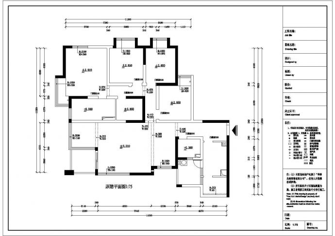 欧式公寓全套装修设计施工图_图1