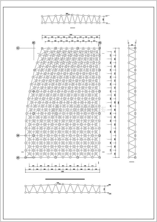【最新】某酒店屋顶双层平板网架结构设计方案CAD图纸-图一
