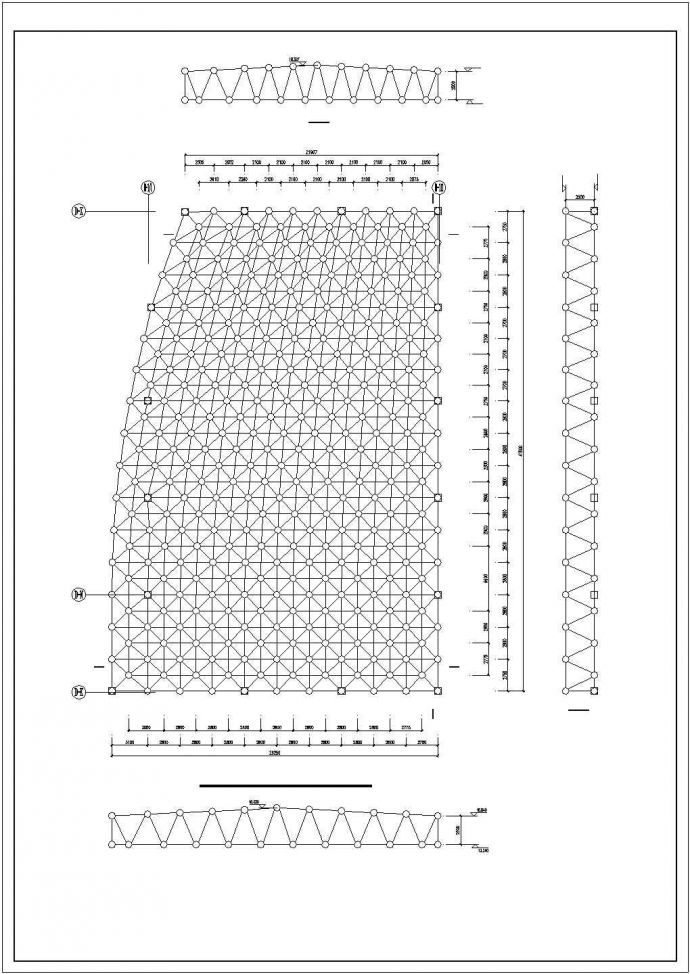 【最新】某酒店屋顶双层平板网架结构设计方案CAD图纸_图1