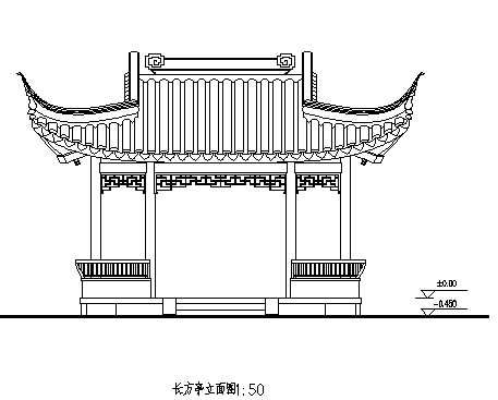 长方亭设计_某传统木结构长方亭全套施工cad图纸-图一