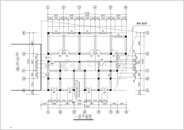 某底层车库住宅楼CAD建筑设计施工图-图一