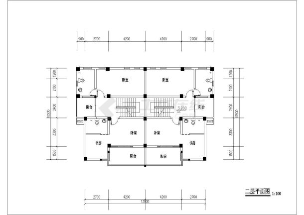 上海双层双拼别墅设计全套施工cad图，含效果图-图二