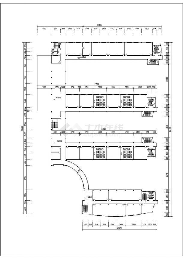 长沙某高校1.2万平米4层框架结构教学综合楼平立剖面设计CAD图纸-图二