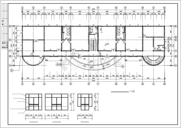 沈阳某小区1400平米3层框架社区幼儿园建筑设计CAD图纸-图一