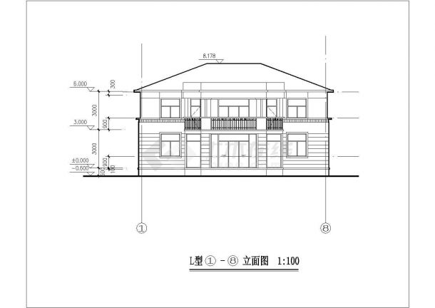 武汉某村镇320平米2层砖混结构乡村别墅平立剖面设计CAD图纸-图一