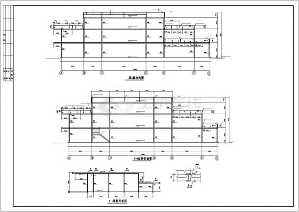 长春市某新建居住区3层钢框架结构售楼部建筑结构设计CAD图纸-图一