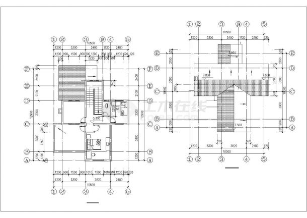 广州某别墅区240平米双层砖混结构单体别墅平立剖面设计CAD图纸-图二