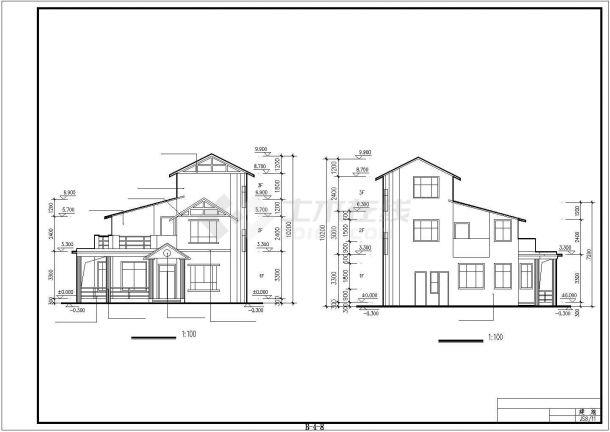 徐州某现代化小区240平米三层框混结构单体别墅建筑设计CAD图纸-图二