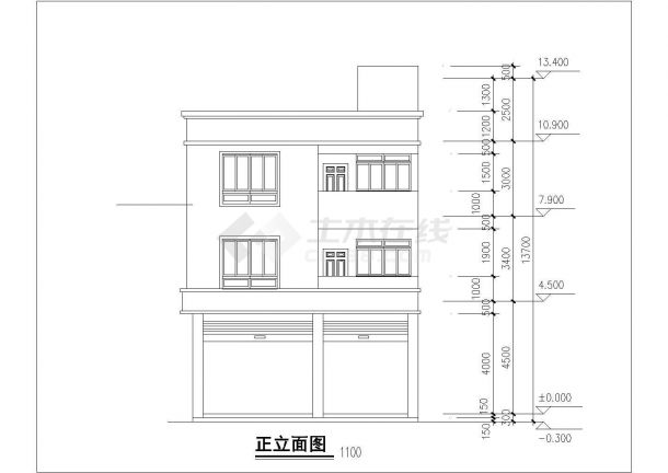 西安某城中村360平米3层砖混自建民居楼建筑设计CAD图纸（底层商铺）-图一