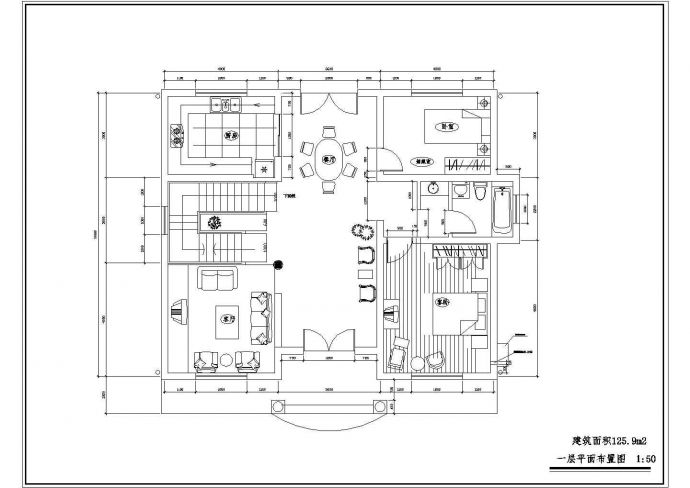 290平米2层框混结构单体别墅全套建筑装修设计CAD图纸_图1