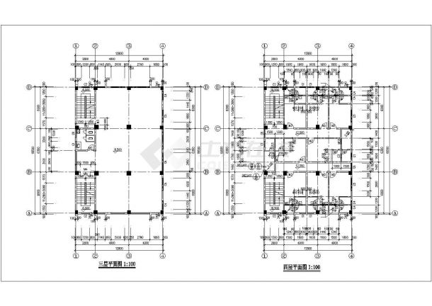 2100平米4层框混结构商住楼建筑设计CAD图纸（1-3层商用）-图一
