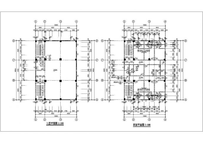 2100平米4层框混结构商住楼建筑设计CAD图纸（1-3层商用）_图1