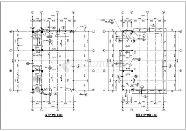 2100平米4层框混结构商住楼建筑设计CAD图纸（1-3层商用）-图二