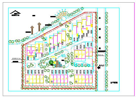 某拼联式农民公寓楼建筑设计cad施工图-图二