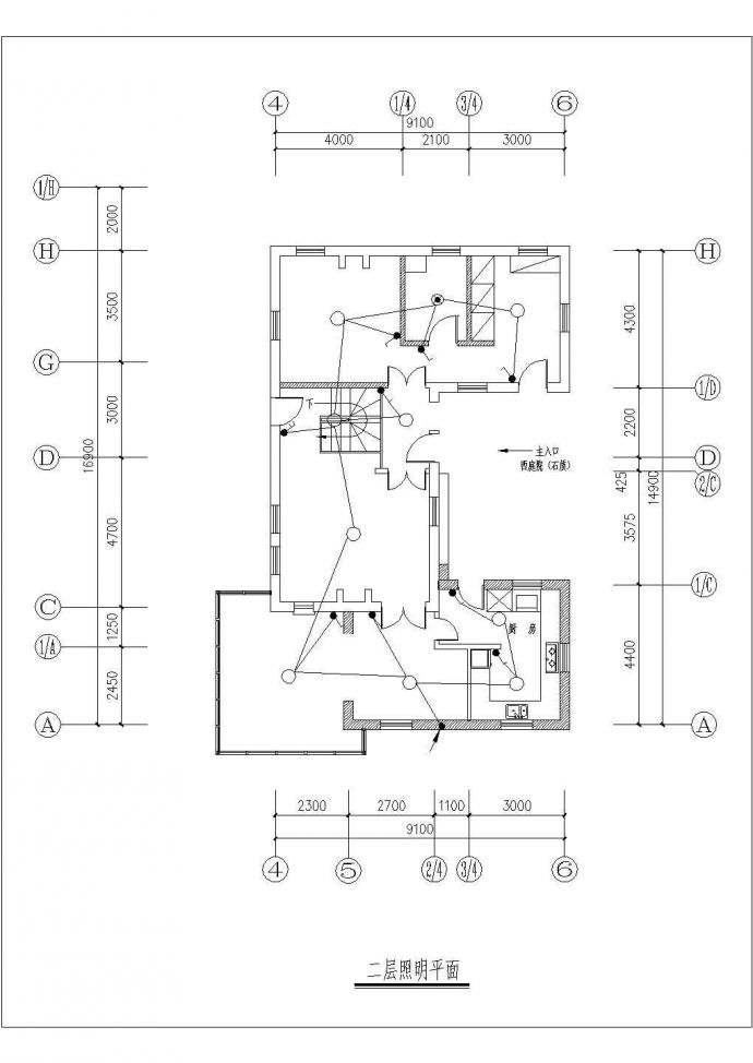 包头市某村镇220平米2层砖混乡村别墅电气系统设计CAD图纸_图1