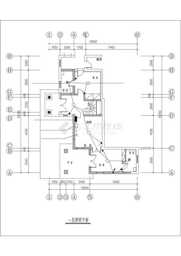 包头市某村镇220平米2层砖混乡村别墅电气系统设计CAD图纸-图二
