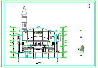 某小区社区中心全套建筑设计cad图纸-图二