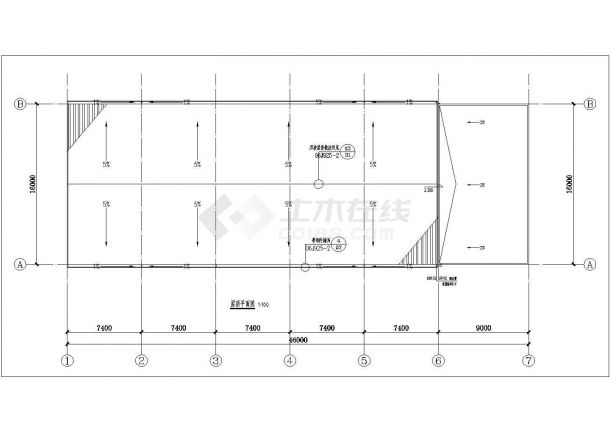青岛市某啤酒厂440平米单层钢混框架结构垃圾站建筑设计CAD图纸-图二