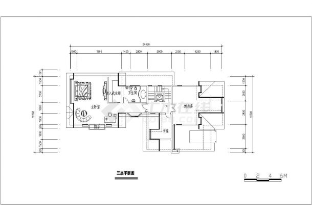 某地上三层框架结构别墅设计cad建筑方案图纸（含3套设计）-图二