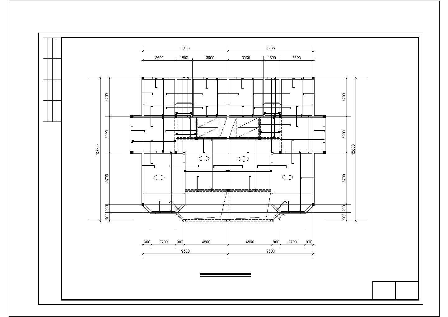 450平米2层框混结构双拼别墅全套结构设计CAD图纸