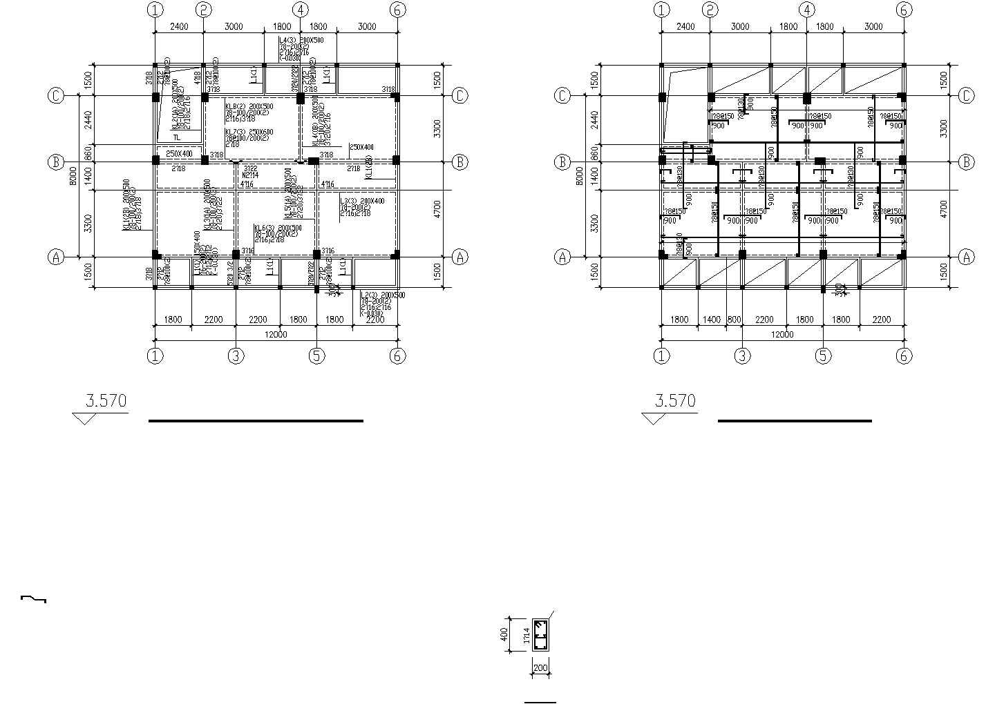 常熟市某现代化村镇占地100平米3层框架别墅结构设计CAD图纸
