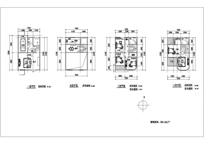 某三层框架结构欧式风格别墅建筑设计cad全套施工图_图1