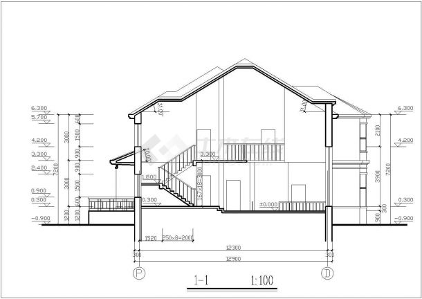 漳州某村镇225平米2层框混结构乡村别墅平立剖面设计CAD图纸-图一