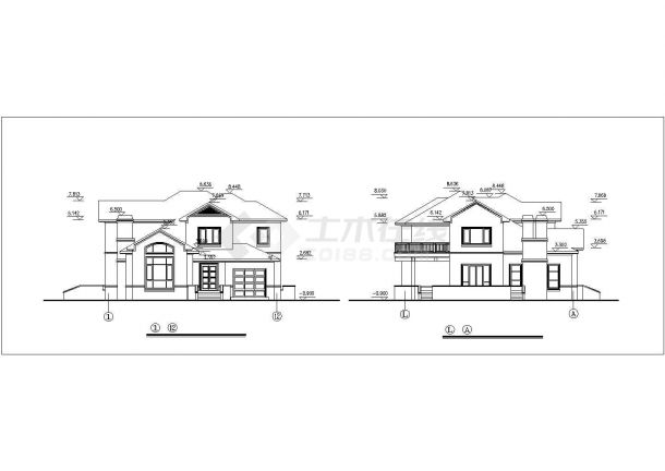 漯河市某村镇337平米2层框混结构乡村别墅平立剖面设计CAD图纸-图一