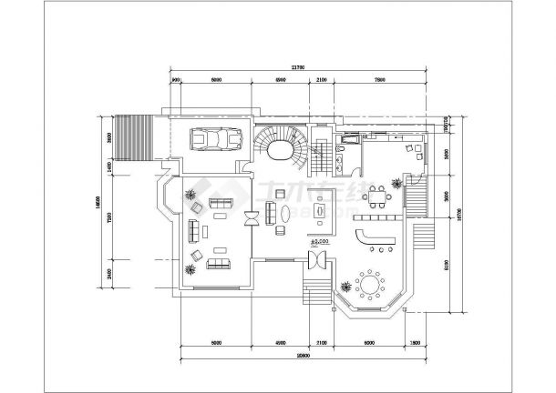 350平米2层混合结构豪华单体别墅平立剖面设计CAD图纸（含总图）-图一