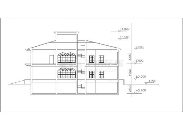 350平米2层混合结构豪华单体别墅平立剖面设计CAD图纸（含总图）-图二