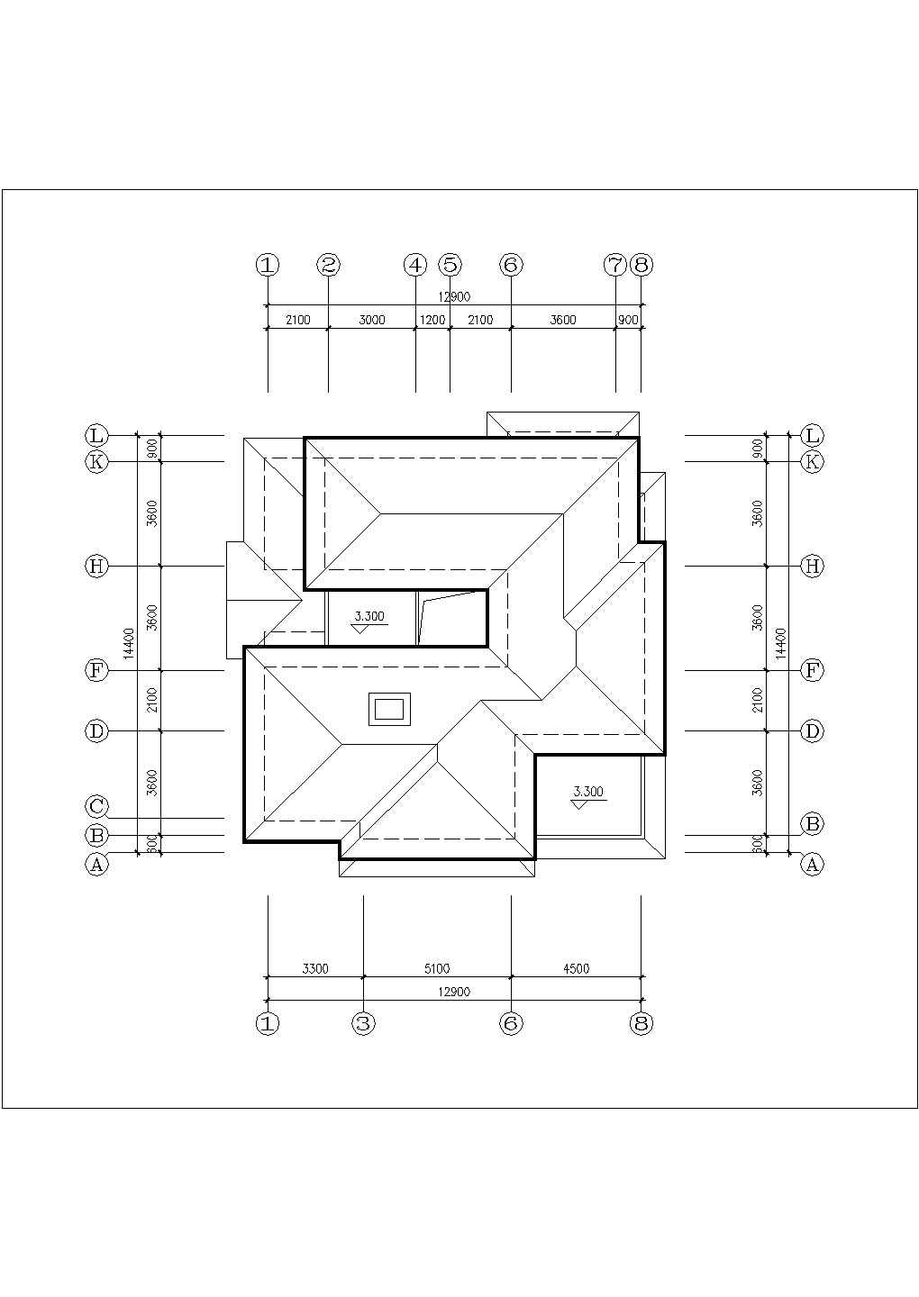 长沙市某现代化村镇2层砖混结构单体乡村别墅平立剖面设计CAD图纸