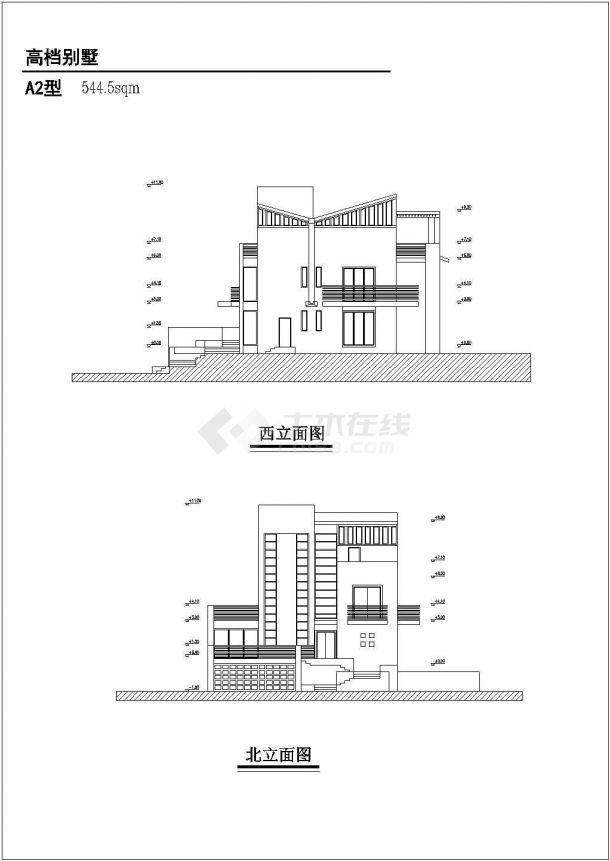 四个中高档别墅建筑方案图纸（共12张）-图二