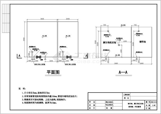 [北京]某办公楼中水回用水处理工程（膜生物反应）设计cad全套工艺施工图（含设计说明）-图二