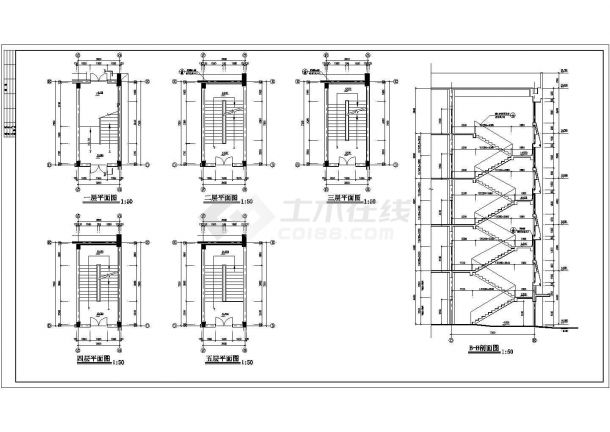 某五层框架结构电子综合楼设计cad全套结构施工图（ 含设计说明，含建筑设计）-图二