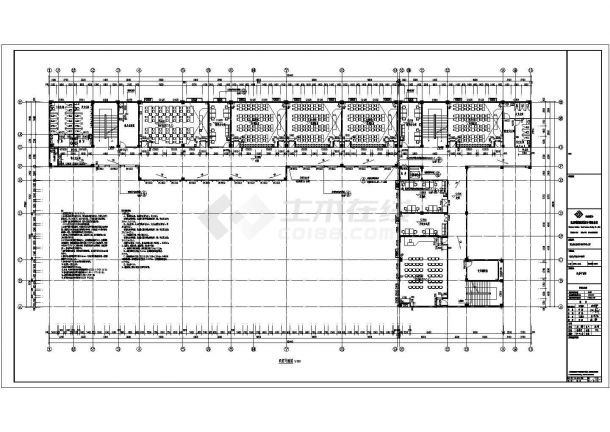 某中学6200平面左右五层框架教学楼全套建筑CAD设计图纸-图二