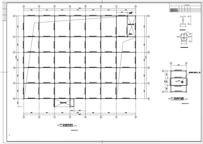 乘的士某饲料厂6800平米12层钢框架结构生产车间结构设计CAD图纸_图1