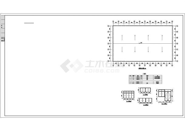 上海某体育器材厂2700平米单层排架结构生产厂房建筑结构设计CAD图纸-图一