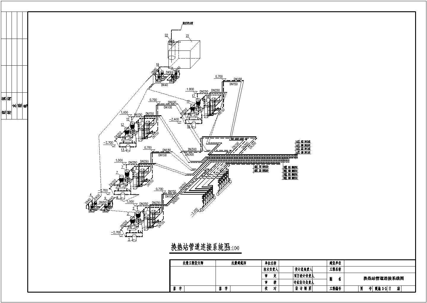 黑龙江某小区供热换热站工程设计cad详细施工图（ 含设计说明）