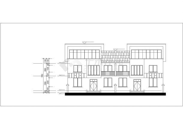 占地190平米3层框混结构双拼别墅平立剖面设计CAD图纸-图二