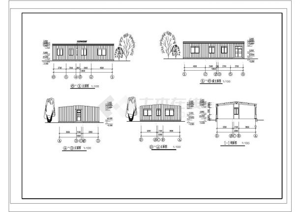 单层钢结构小饭店建筑结构施工图【建筑平立剖 结构施工图】-图二