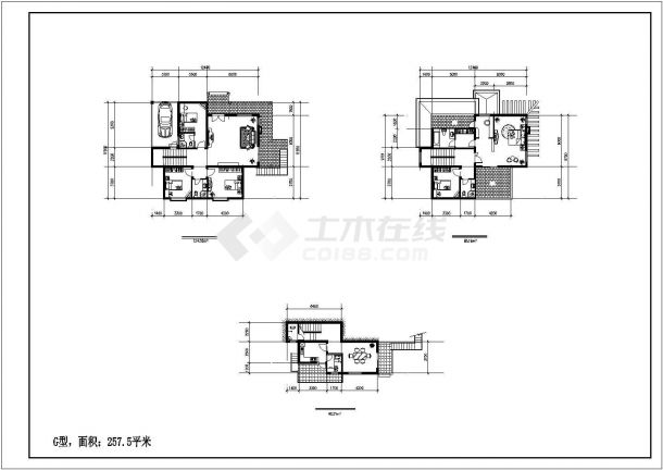 200平米左右2-3层混合结构单体别墅平面设计CAD图纸（9套方案）-图一